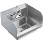 Commercial Hand Sink with Faucet and Side Splash, Stainless Steel Sink for Washing, Small Hand Washing Sink, Wall Mount Hand Bas