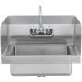 Commercial Hand Sink with Faucet and Side Splash, Stainless Steel Sink for Washing, Small Hand Washing Sink, Wall Mount Hand Bas