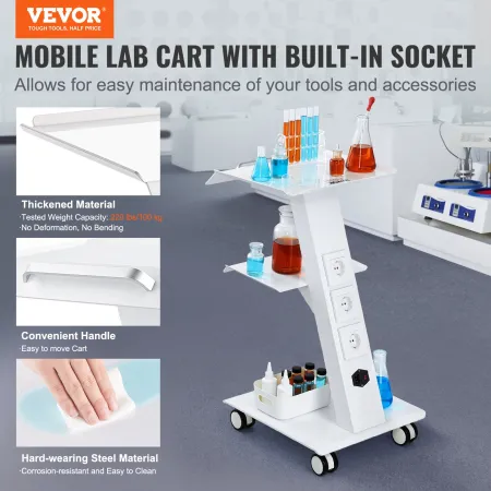 Trolley Cart Dental Lab Mobile Rolling Servering Cart 3 lag med