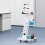 Lab Trolley, Rolling Lab Cart with Built-in Socket, 3-Layer Metal Mobile Trolley, Tray Rolling Clinic Cart with Swivel Wheels, 2