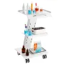 Lab Trolley, Rolling Lab Cart with Built-in Socket, 3-Layer Metal Mobile Trolley, Tray Rolling Clinic Cart with Swivel Wheels, 2