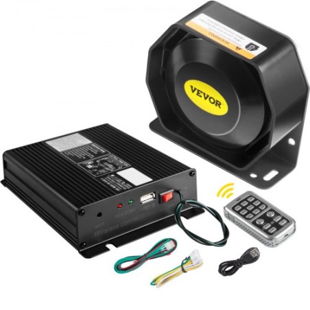 Politiets sirene PA -system med kompakt højttaler, 12v 200W 18 tone, horn trådløs håndholdt mikrofon Advarsel Emergency Siren