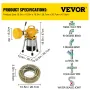 Drain Auger Ø20-100mm 400W Pipe Dredger Pipeline Unblocker Snake Cleaner Portable Tool for Toilet