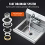 Commercial Hand Sink with Faucet, Stainless Steel Sink for Washing, Small Hand Washing Sink, Wall Mount Hand Basin, Utility Sink