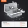 Commercial Hand Sink with Faucet, Stainless Steel Sink for Washing, Small Hand Washing Sink, Wall Mount Hand Basin, Utility Sink