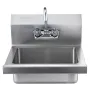 Commercial Hand Sink with Faucet, Stainless Steel Sink for Washing, Small Hand Washing Sink, Wall Mount Hand Basin, Utility Sink