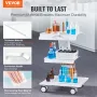 Lab Trolley, 3-Layer Rolling Lab Cart, Metal Mobile Trolley with Swivel Wheels, Tray Rolling Clinic Cart 100 kg Weight Capacity,