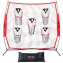 6 x 6 ft Football Trainer Throwing Net, Training Throwing Target Practice Net with 5 Target Pockets, Knotless Net Includes Bow