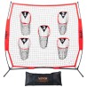 6 x 6 ft Football Trainer Throwing Net, Training Throwing Target Practice Net with 5 Target Pockets, Knotless Net Includes Bow