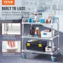 Lab Rolling Cart, 3-Shelf Stainless Steel Rolling Cart, Lab Serving Cart with Swivel Casters, Dental Utility Cart for Clinic, La