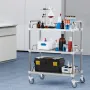 Lab rullende vogn, 3-hylde rustfrit stål rullende vogn, laboratoriebetjeningsvogn med drejelige hjul, tandlægeværktøj til