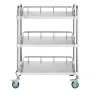 Lab Rolling Cart, 3-Shelf Stainless Steel Rolling Cart, Lab Serving Cart with Swivel Casters, Dental Utility Cart for Clinic, La