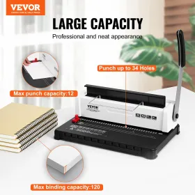 Coil Spiral Binding Machine, Manual Book Maker 34 -Holes