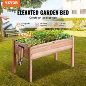 Wooden Raised Garden Bed Planter Box 47.2x22.8x30" Flower Vegetable Herb