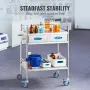 Lab -serveringsvogn, 2 lag rustfrit stålværktøj rullende vogn