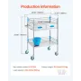 Lab Serving Cart, 2 Layers Stainless Steel Utility Rolling Cart, Medical Cart with Two Drawers, Dental Utility Cart with Lockabl