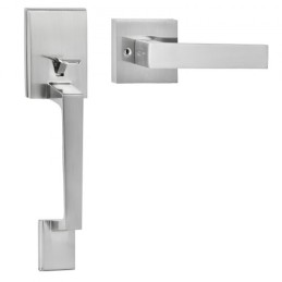 Entry Door Handle Satin Nickel Square Handle Set with Door Lever No Lock