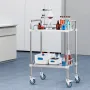 Lab rullende vogn, 2-hylde rustfrit stål rullende vogn
