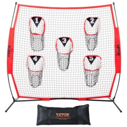 7 x 7 ft Football Trainer Throwing Net, Training Throwing Target Practice Net with 5 Target Pockets, Knotless Net Includes Bow