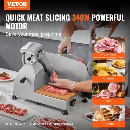 Kødskiver, 340W Electric Deli Food Slicer med 10 "SUS420