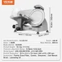 Kødskiver, 340W Electric Deli Food Slicer med 10 "SUS420