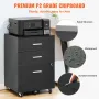 File Cabinet, 3-Drawer Wood Filing Cabinet, Locking Office Cabinet for Letter/A4 Size, File Cabinet with 5 Wheels for Home Offic