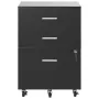 File Cabinet, 3-Drawer Wood Filing Cabinet, Locking Office Cabinet for Letter/A4 Size, File Cabinet with 5 Wheels for Home Offic