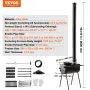 Wood Stove, 3 m, Alloy Steel Camping Tent Stove, Portable Wood Burning Stove with Chimney Pipes & Gloves, 49161 cm³ Firebox Hot 