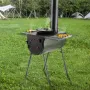 Wood Stove, 3 m, Alloy Steel Camping Tent Stove, Portable Wood Burning Stove with Chimney Pipes & Gloves, 49161 cm³ Firebox Hot 