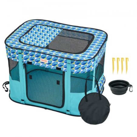 Foldbart kæledyrsplaypen, 32 '' x 24 '' x 22 '' Portable Dog Playpen, Crate Kennel til hvalp, hund, kat, vandtæt 600d Oxford