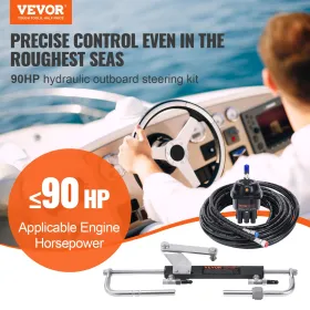 Hydraulic Outboard Steering Kit, 90HP, Marine Boat Hydraulic Steering System, with Helm Pump Two-Way Lock Cylinder and 24 Feet