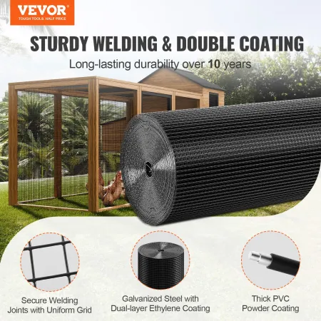 Hardware Cloth, 36'' x 50' Galvanized Wire Mesh Roll, 19 Gauge Chicken Wire Fence Roll, Vinyl Coating Metal Wire Mesh for Chicke