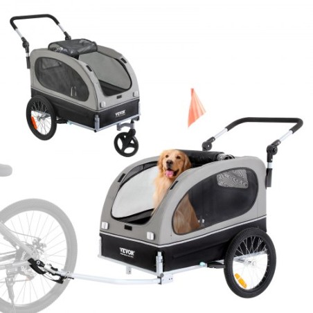 Dog Bike Trailer, Supports up to 88 lbs, 2-in-1 Pet Stroller Cart Bicycle Carrier, Easy Folding Cart Frame with Quick Release