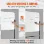 Rolling Whiteboard, 48x32 inch Double-Sided Magnetic Mobile Whiteboard, 360° Reversible Adjustable Height Dry Erase Board with W