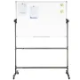 Rolling Whiteboard, 48x32 inch Double-Sided Magnetic Mobile Whiteboard, 360° Reversible Adjustable Height Dry Erase Board with W