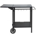 Outdoor Grill Dining Cart with Double-Shelf, BBQ Movable Food Prep Table, Multifunctional Foldable Iron Table Top, Portable