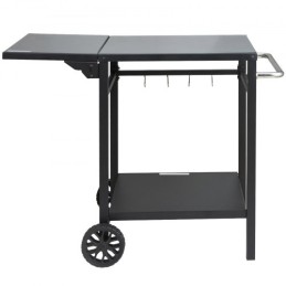 Outdoor Grill Dining Cart with Double-Shelf, BBQ Movable Food Prep Table, Multifunctional Foldable Iron Table Top, Portable