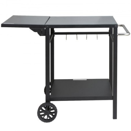 Outdoor Grill Dining Cart with Double-Shelf, BBQ Movable Food Prep Table, Multifunctional Foldable Iron Table Top, Portable