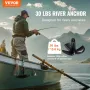 River Anchor, 30 LBS Boat Anchor Cast Iron Black Vinyl-Coated, Marine Grade Mushroom Anchor for Boats Up To 30 ft, Impressive Ho