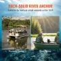 River Anchor, 30 Lbs Boat Anchor Cast Iron Black Vinyl-Coated