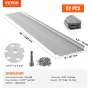 Gutter Guard, 127 mm Width, Aluminum Leaf Filter DIY Gutter Cover, 52 PCS 63.4 m Total Length, 4 mm Hole Diameter & 0.5 mm Thick