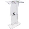 Acrylic Podium, 47" Tall, Clear Acrylic Podium Stand with Wide Reading Surface & Storage Shelf, Floor-standing Clear Pulpits
