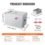 Commercial Grease Trap, 40 LBS Grease Interceptor, Top Inlet Interceptor, Under Sink Stainless Steel Grease Trap, 10 GPM Waste W
