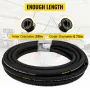 Hydraulic Hose 3/8 inch x 50 ft, Coiled Hydraulic Hose 4800 PSI, Rubber Hydraulic Hose with 2 High-Tensile Steel Wire Braid, Bul