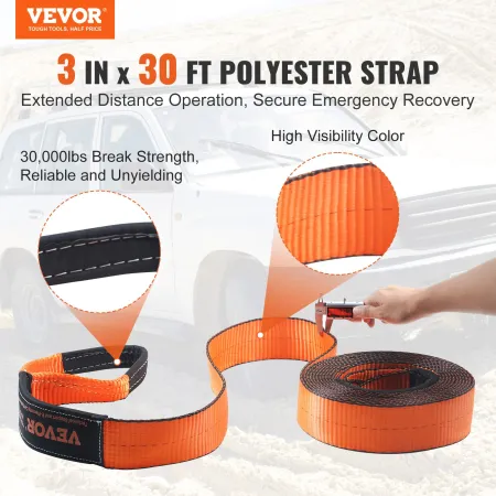 Off-road Recovery Kit, 3 "X 30 ', Heavy Duty Winch Recovery Kit