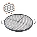 X-Marks Fire Pit Grill Grate, Round Cooking Grate, Heavy Duty Steel Campfire BBQ Grill Grid with Handle and Support X Wire,