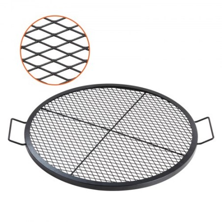 X-Marks Fire Pit Grill Grate, Round Cooking Grate, Heavy Duty Steel Campfire BBQ Grill Grid med håndtag og support X Wire,