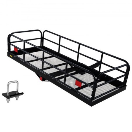Hitch Cargo Carrier, 60 x 24 x 14 in Folding Trailer Hitch Mounted Steel Cargo Basket, 400lbs Loading Capacity Luggage Carrier