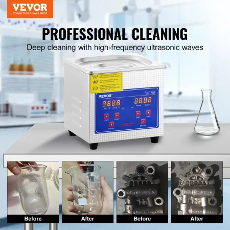 Professional Ultrasonic Cleaner, 0.3 L Ultrasonic Jewelry Cleaner with Digital Timer & Heater, Stainless Steel Industrial Sonic 