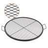 X-Marks Fire Pit Grill Grate, Round Cooking Grate, Heavy Duty Steel Campfire BBQ Grill Grid with Handle and Support X Wire,